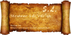 Strohner Lóránt névjegykártya